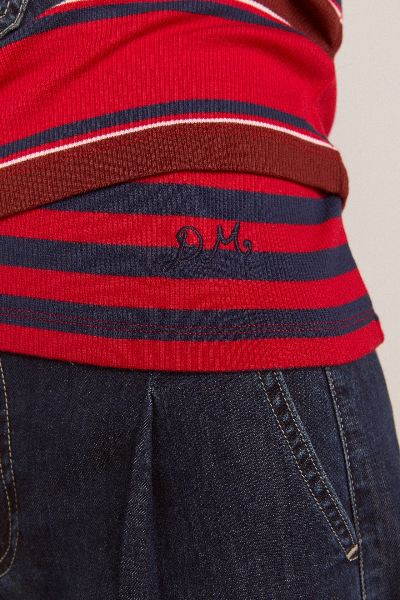 manon layered 2 in 1 top - red stripe