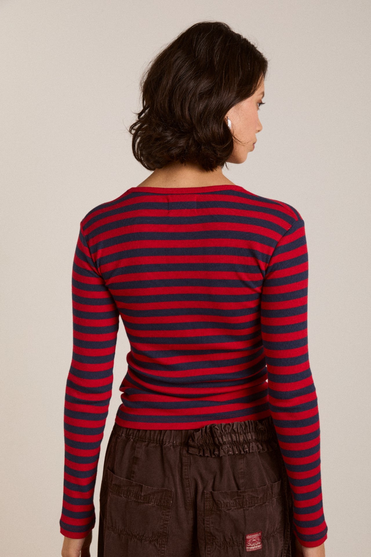 manon layered 2 in 1 top - red stripe