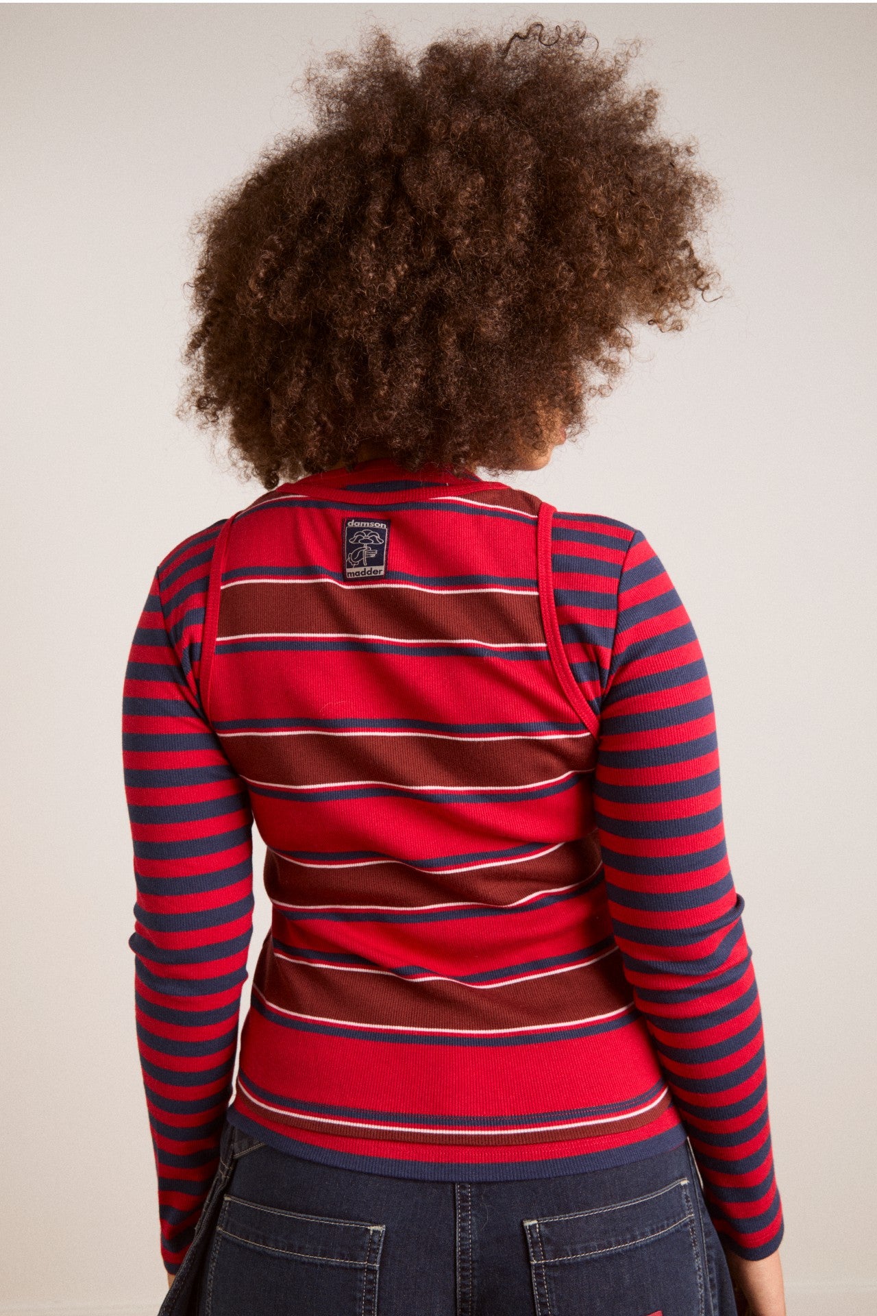 manon layered 2 in 1 top - red stripe