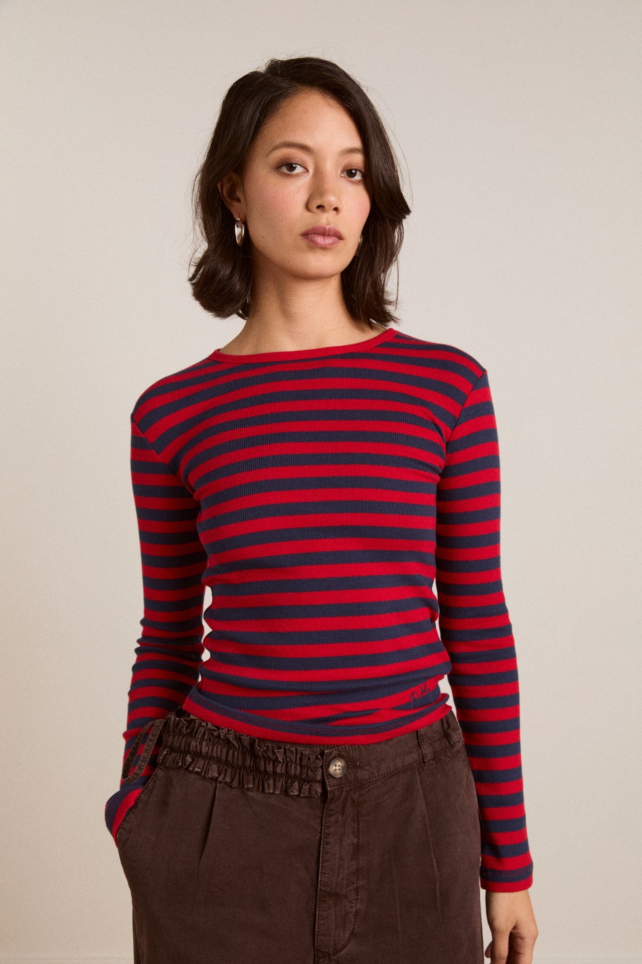 manon layered 2 in 1 top - red stripe