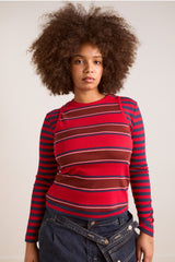 manon layered 2 in 1 top - red stripe