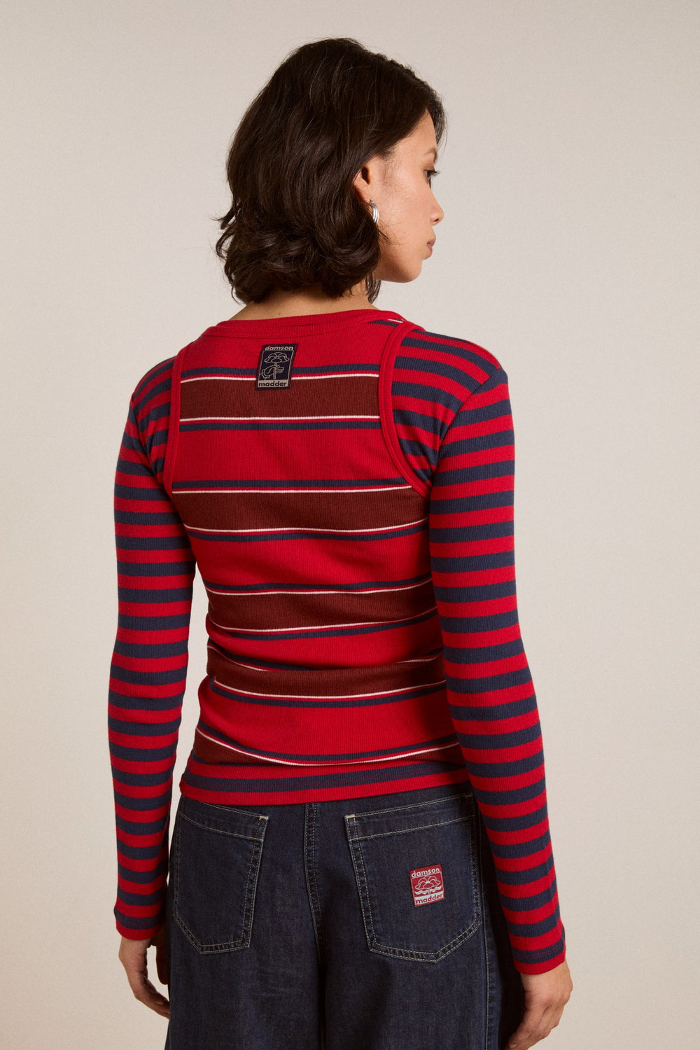 manon layered 2 in 1 top - red stripe