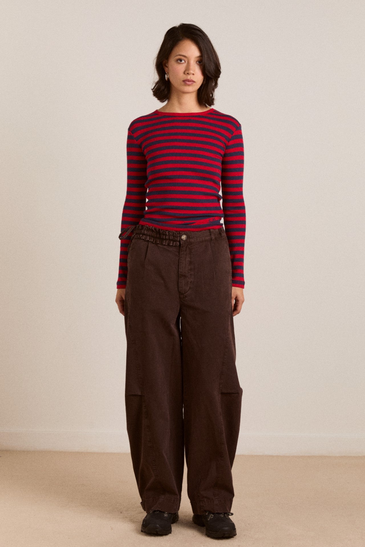 manon layered 2 in 1 top - red stripe