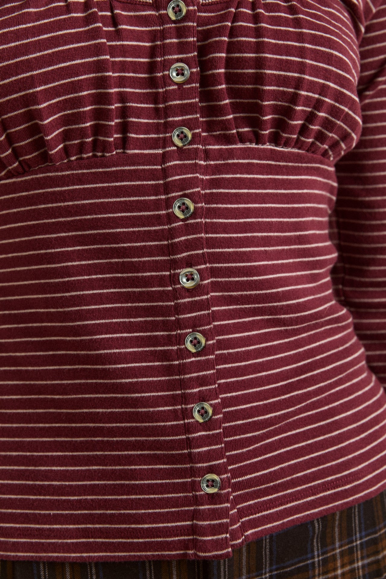 darma ls top - burg stripe