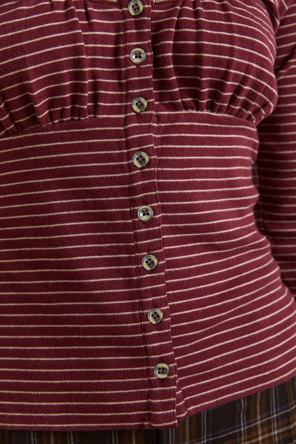 darma ls top - burg stripe