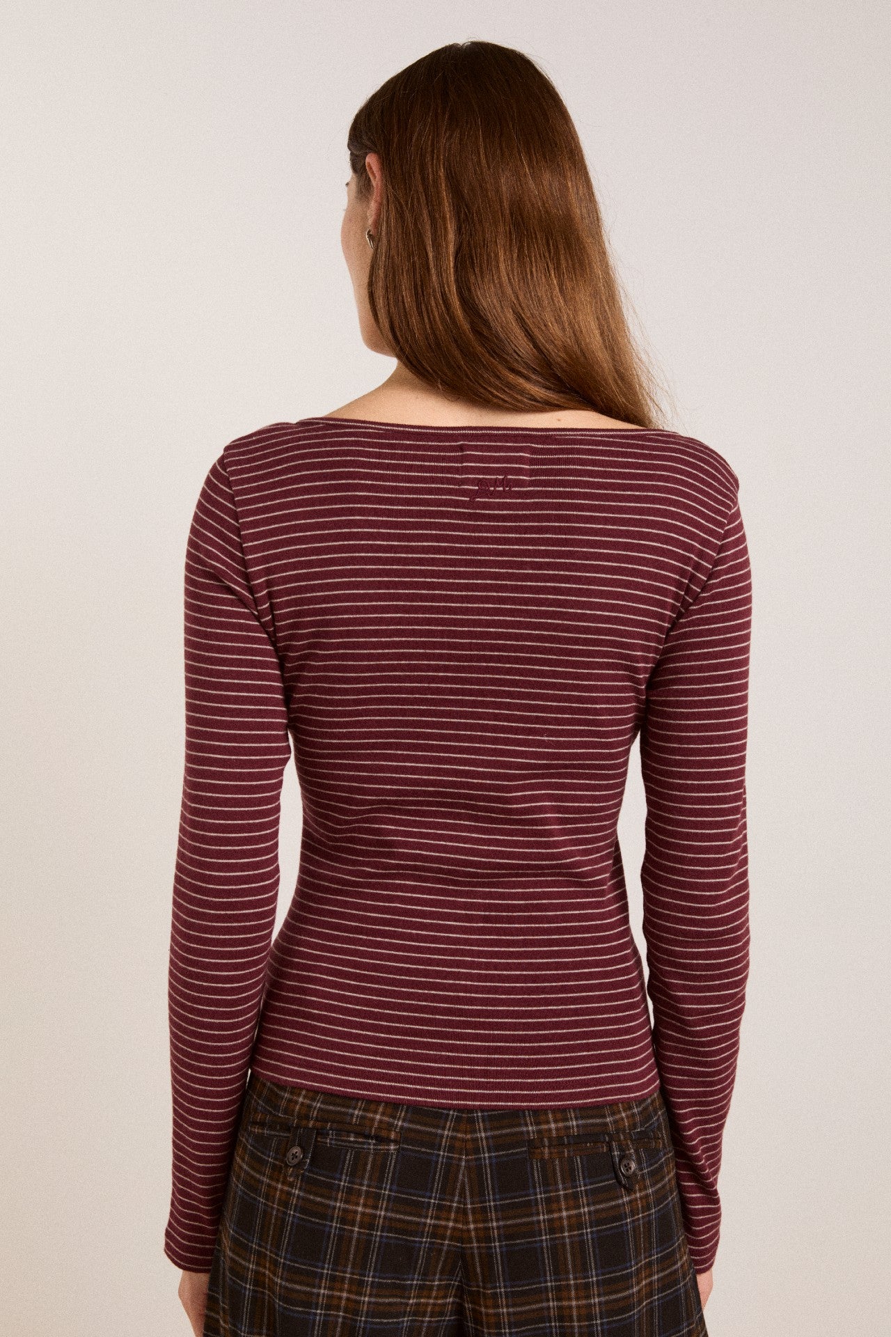 darma ls top - burg stripe