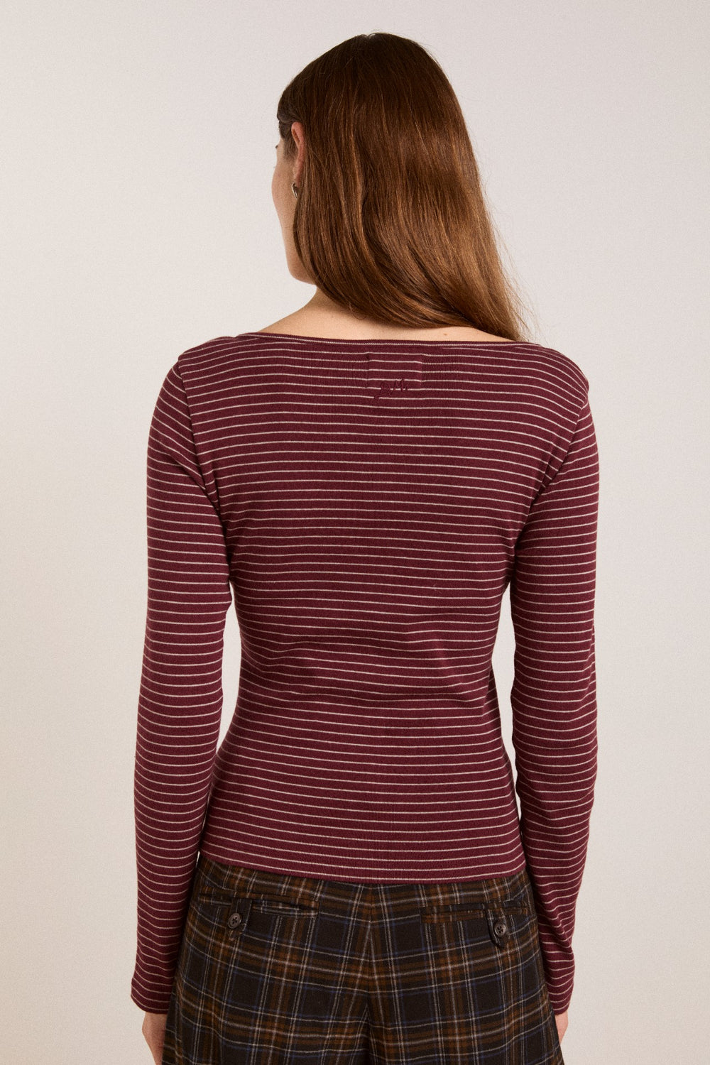 darma ls top - burg stripe