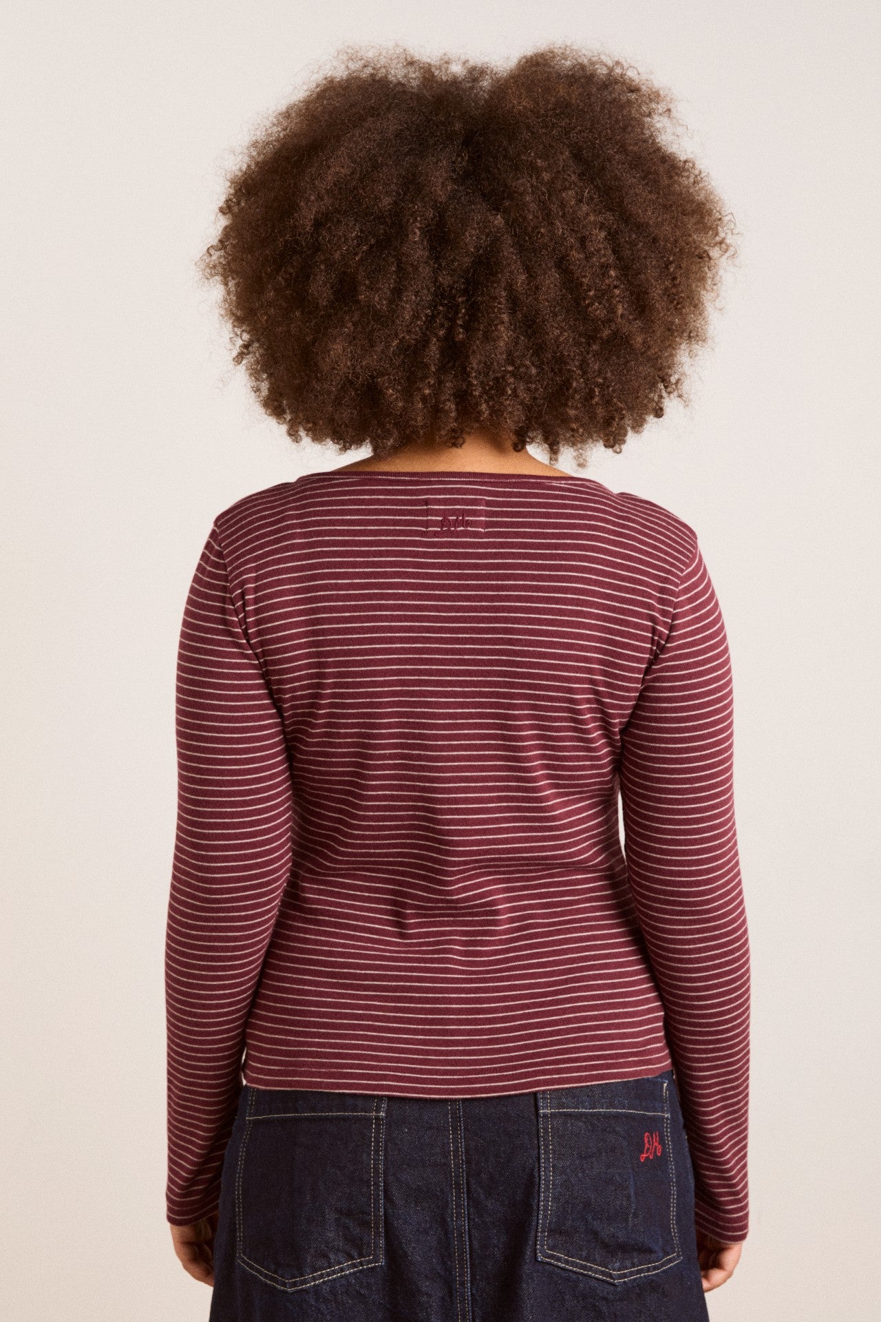 darma ls top - burg stripe