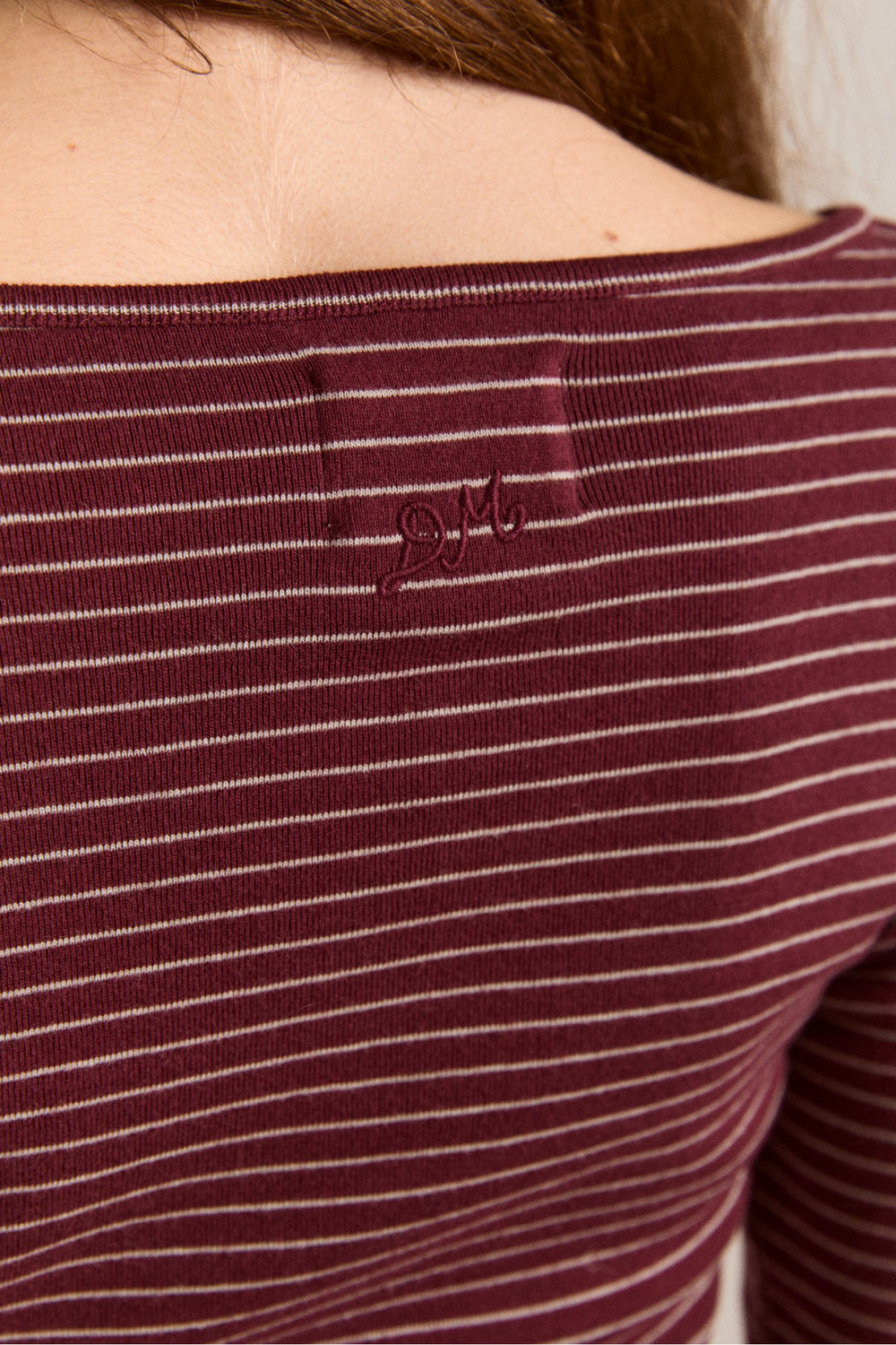 darma ls top - burg stripe