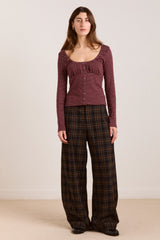 darma ls top - burg stripe