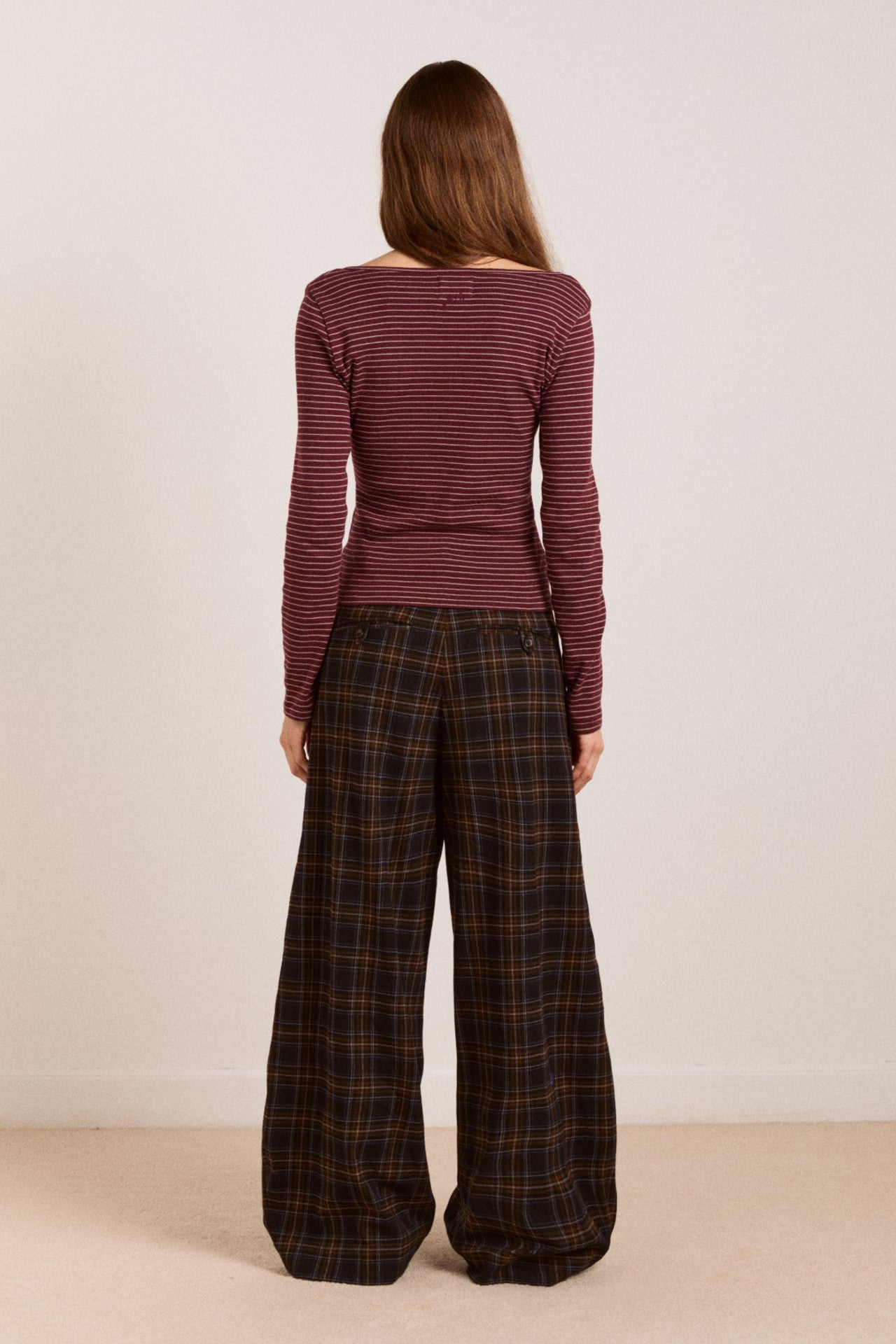darma ls top - burg stripe