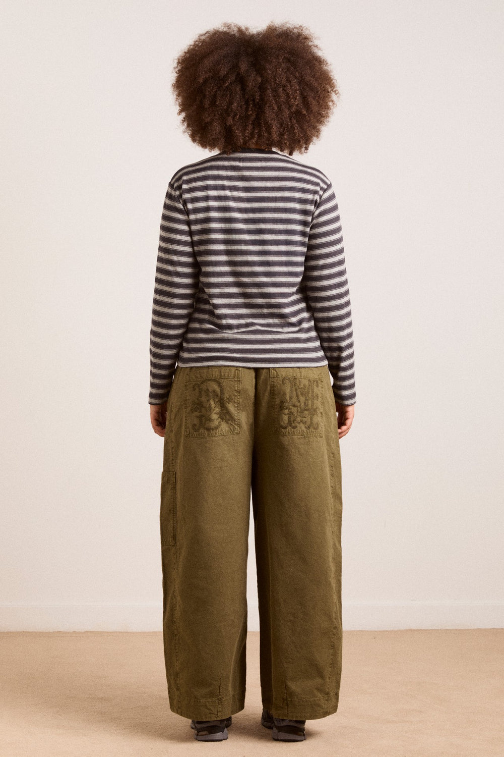 lilah fitted ls tee - grey marl stripe