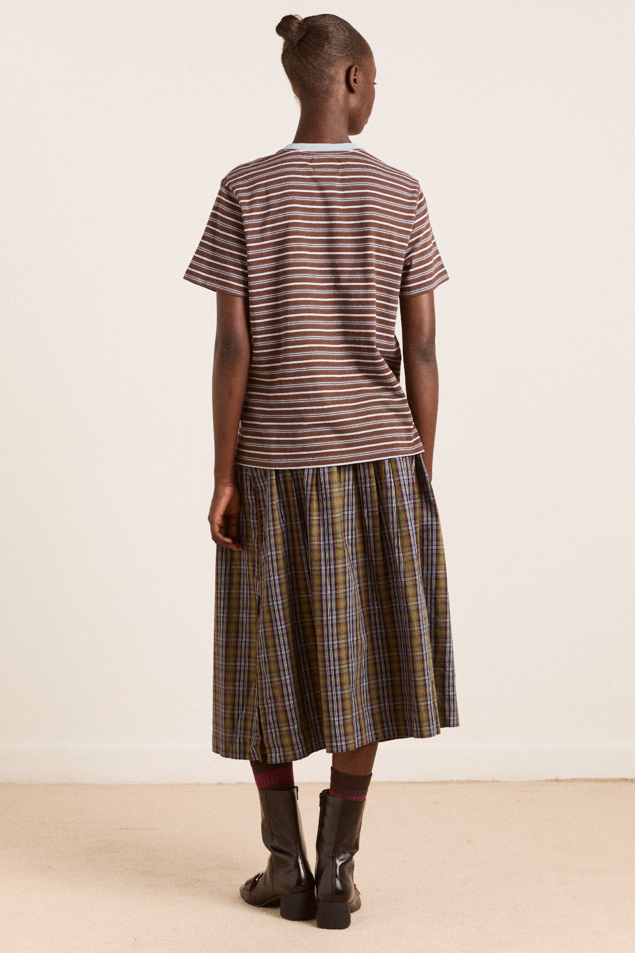 ariel relaxed ss tee - brown/blue stripe