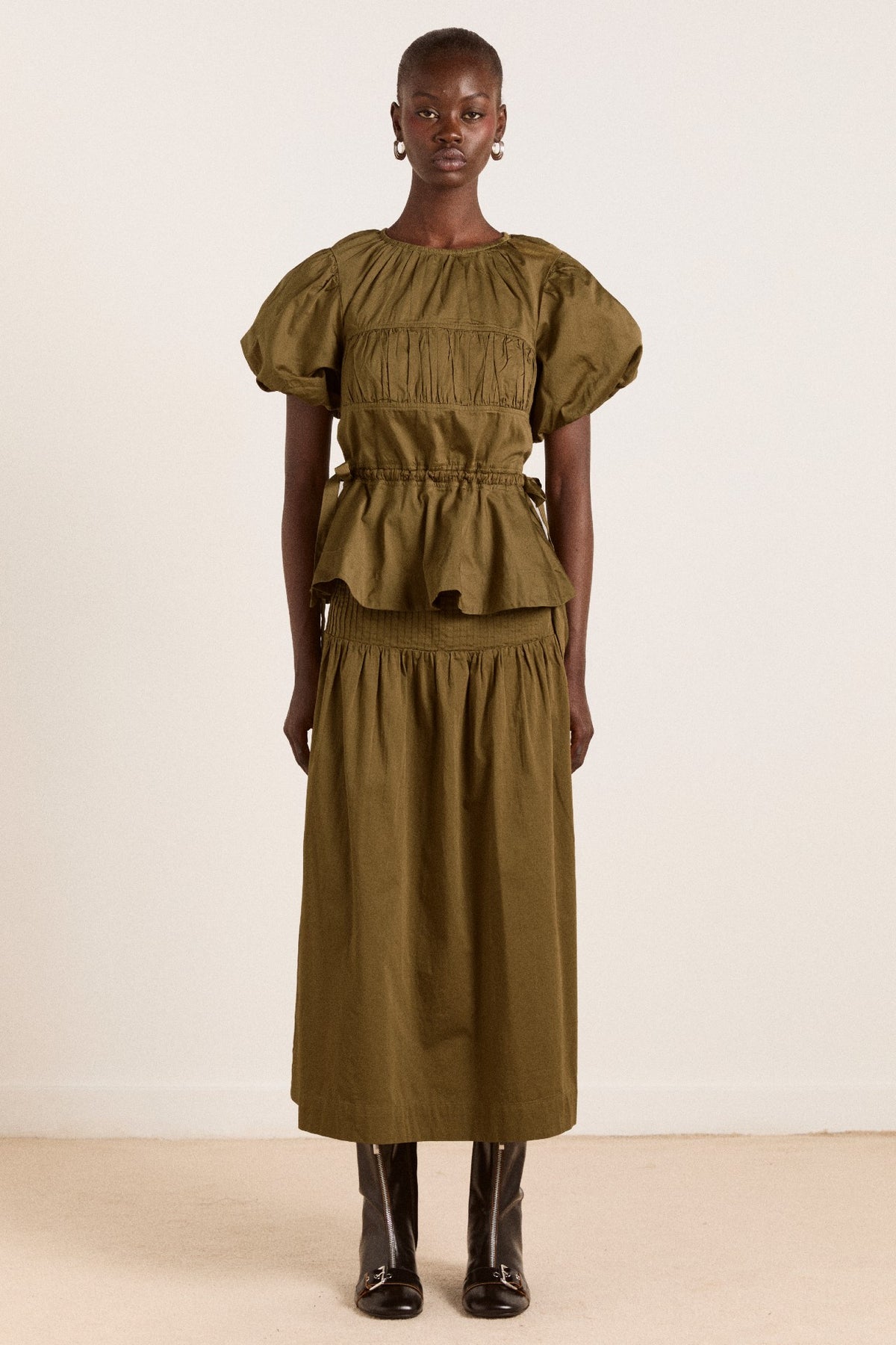 hadley blouse - olive cotton satin