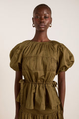 hadley blouse - olive cotton satin