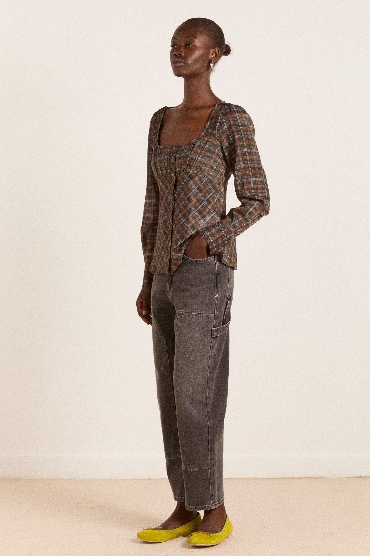 lemi sheer blouse - multi check