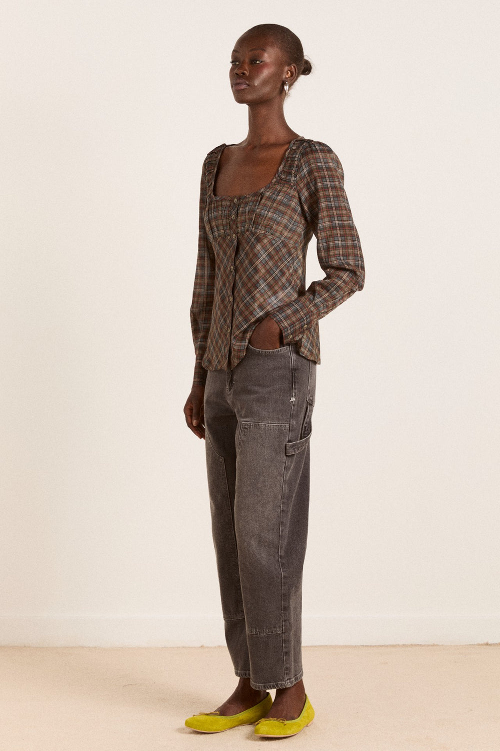 lemi sheer blouse - multi check