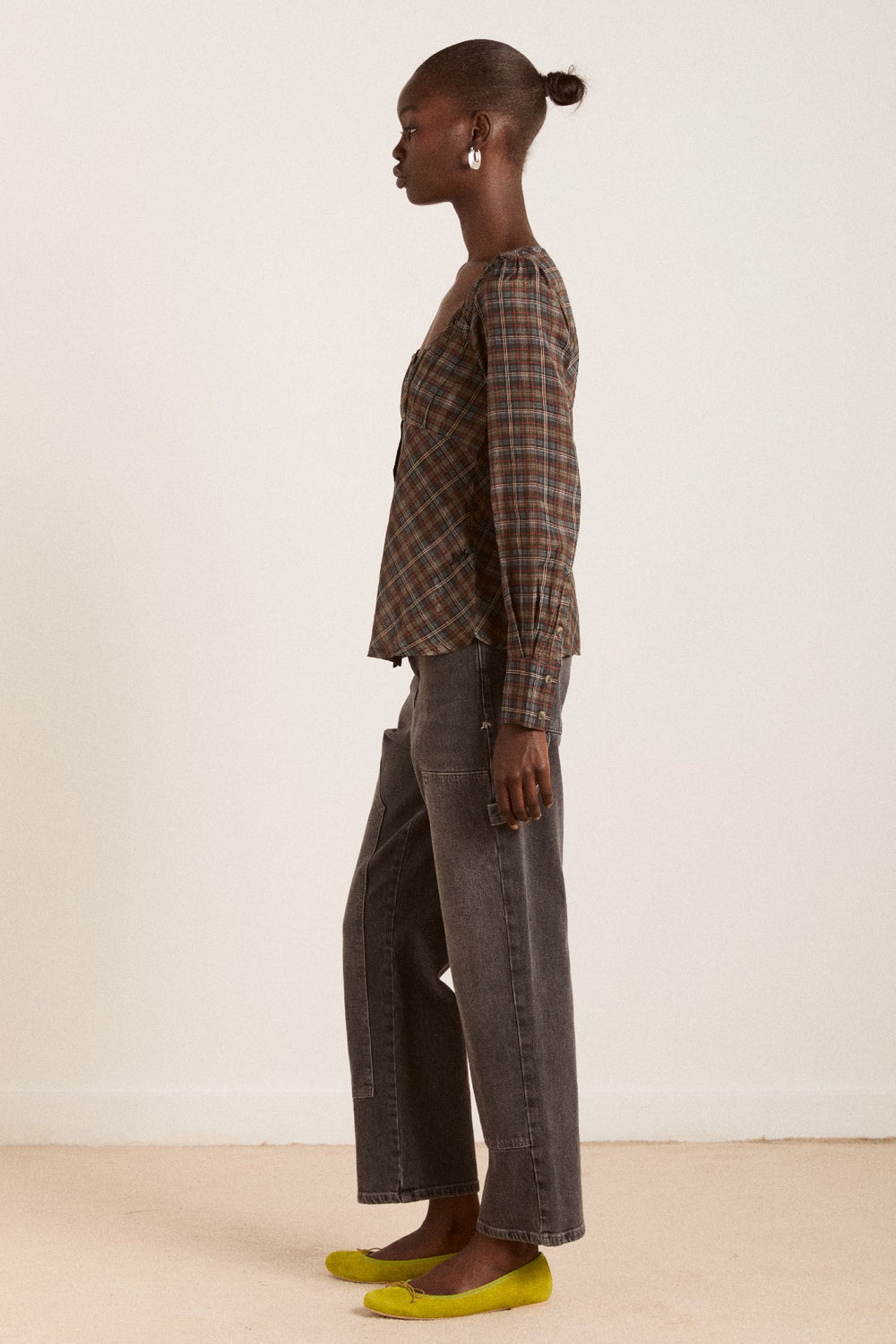 lemi sheer blouse - multi check