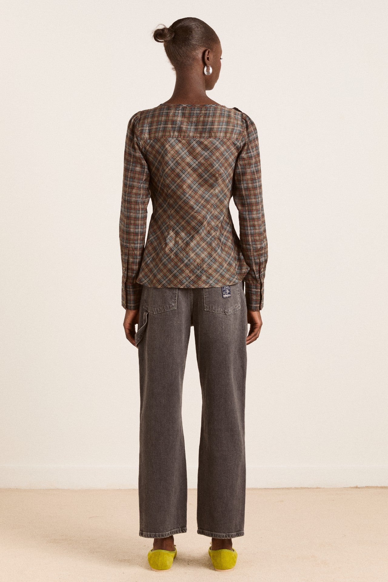 lemi sheer blouse - multi check