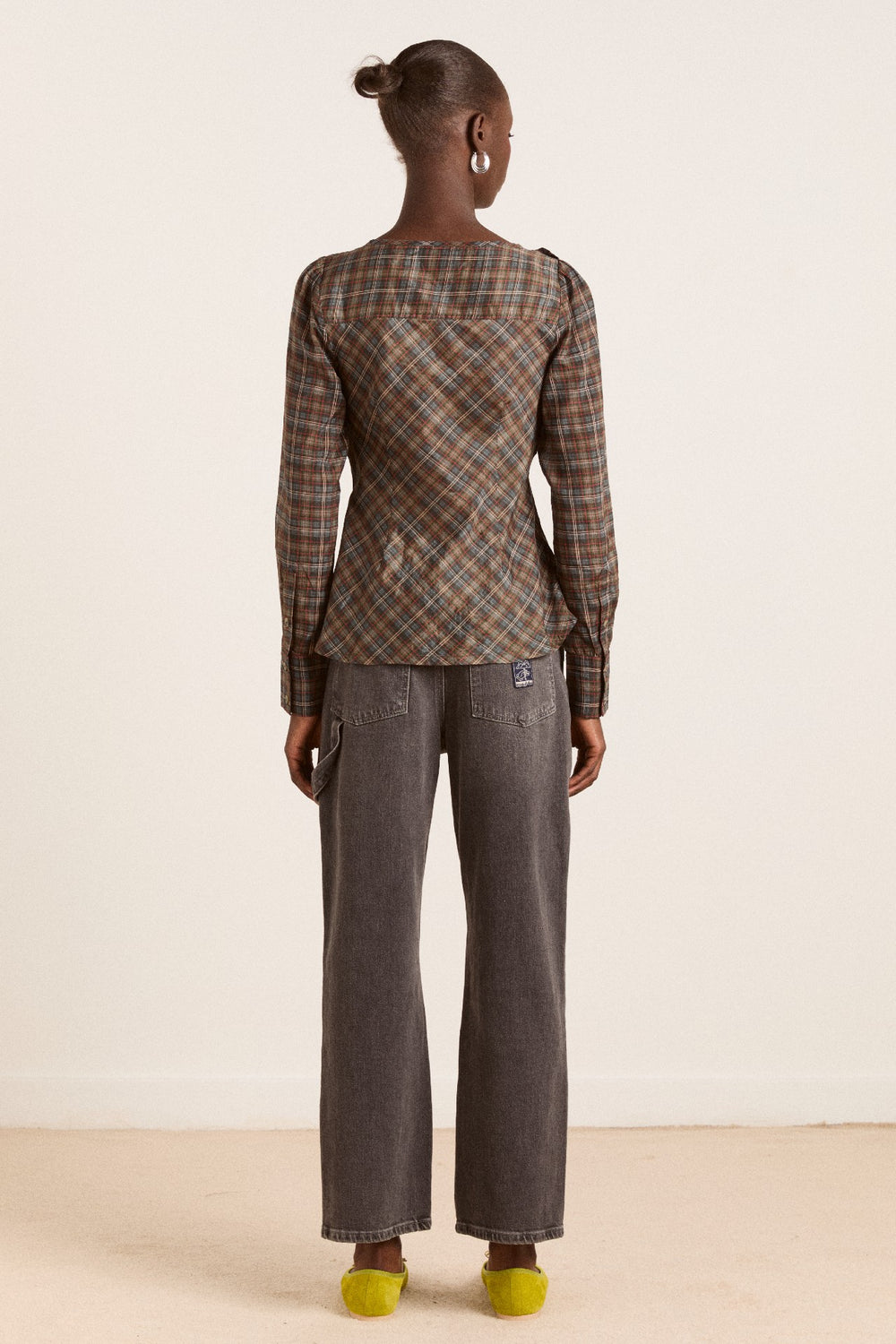 lemi sheer blouse - multi check
