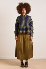 kinsley shirt - navy/green stripe