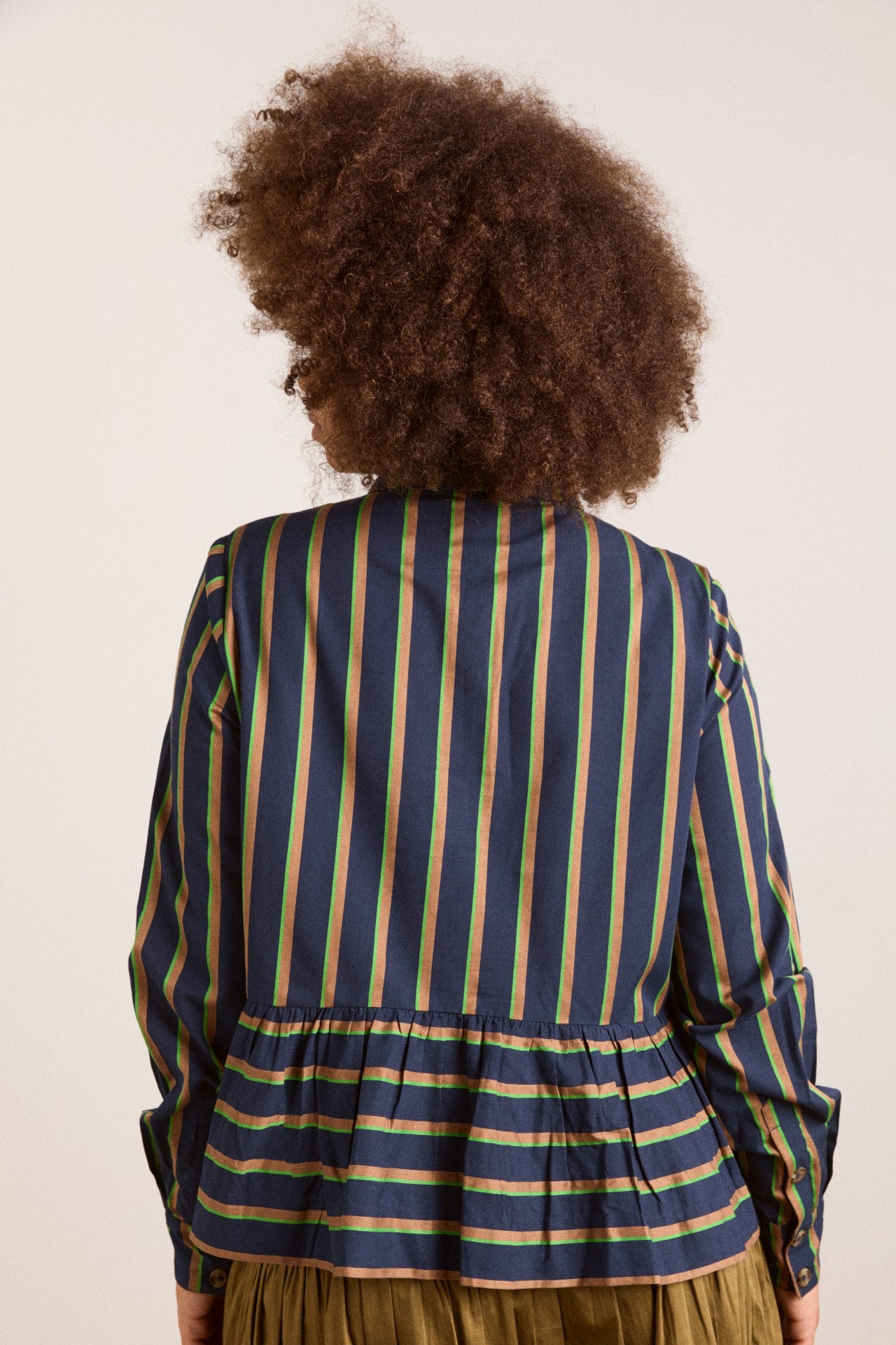 kinsley shirt - navy/green stripe