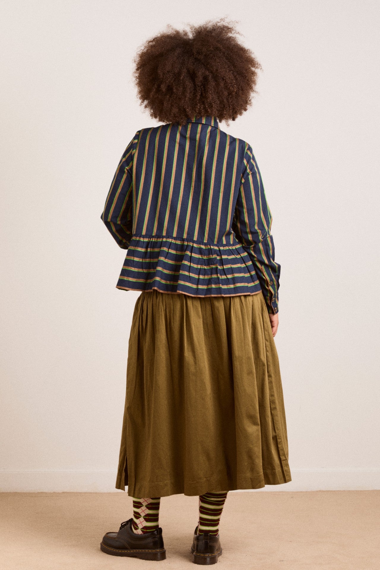 kinsley shirt - navy/green stripe