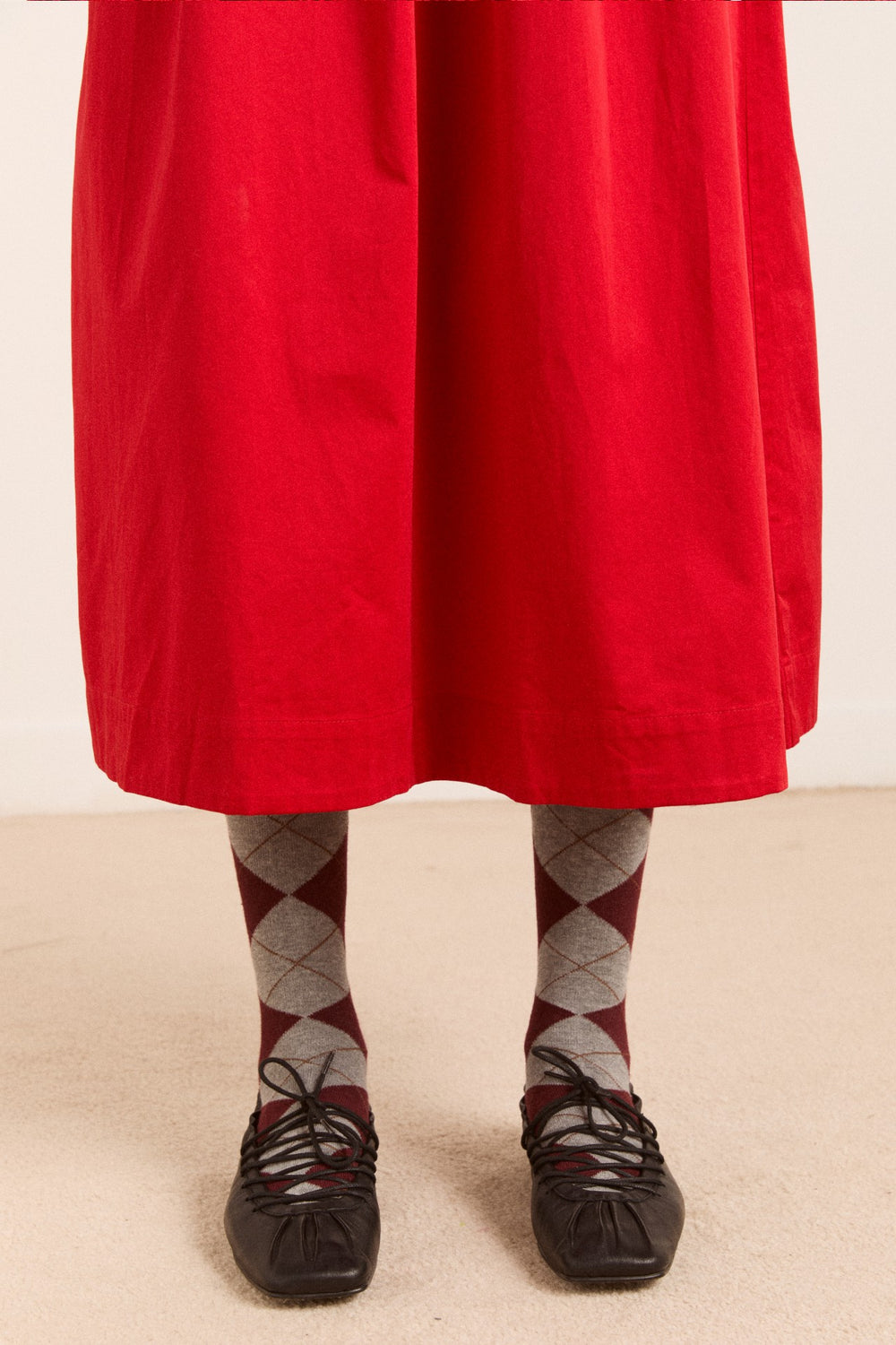 malinda ls smocked midi dress- red