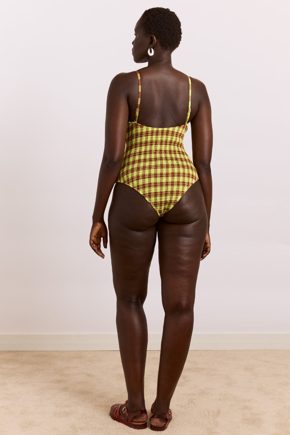 lilibet swimsuit - green & choc gingham print