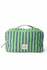 large wash bag - navy pop green stripe