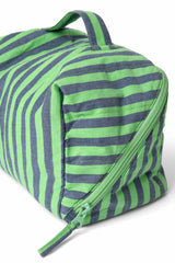 large wash bag - navy pop green stripe